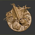 Golden Tree Sculpture Decorative Art Piece With Intricate Branches And Base