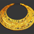 Exquisite Gold Crescent Shaped Jewelry With Intricate Carvings And Ornate Patterns