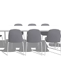 Modern White Conference Table With Gray Chairs In Minimalist Office Interior