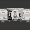 Cartoon Scene of White Modular Sci Fi Building With Gray Blocks Windows And Equipment Details
