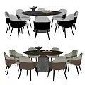 Elegant Round Dining Table Set With Upholstered Chairs And Decorative Tray 3d model