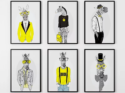 Modern Animal Painting Decorative Painting 3d model