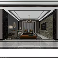 Modern Living Dining Room Interior With Wooden Decor Large Artwork And Lighting Design