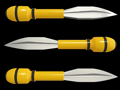 Three Practical Hardware Tools With Yellow Handles And Silver Blades 3d model