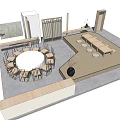 Round Wooden Tea Table With Matching Chairs In Indoor Tea Room Setting