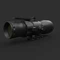 Tactical Weapon Scope With Black Optical Lens And Mounting Bracket 3d model