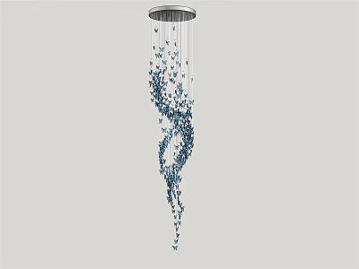 Modern Blue Chandelier With Spiral Hanging Decorative Elements For Interior Spaces 3d model