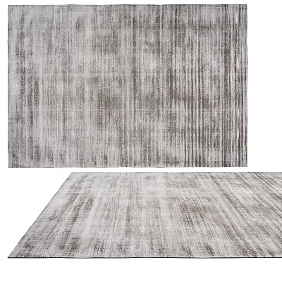 Modern Gray Square Rug With Striped Textured Pattern For Living Room 3d model