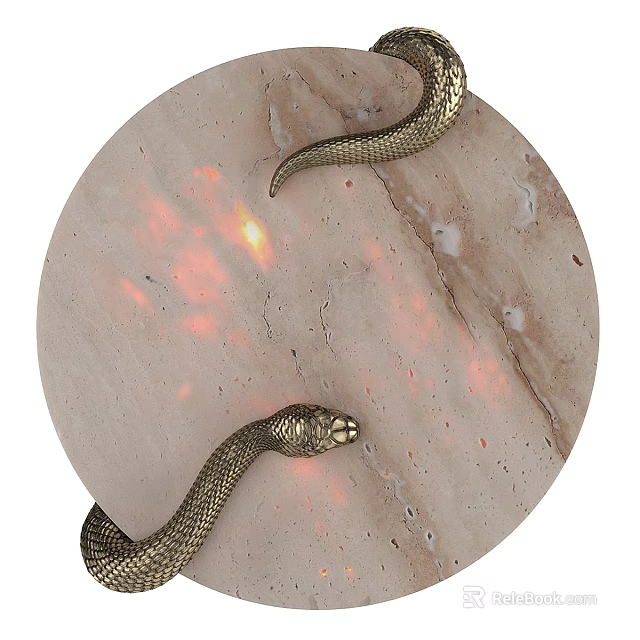 Elegant Modern Luxury Snake Shaped Golden Wall Lamp with Marble Background 3d model 