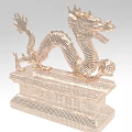 Golden Dragon Shaped Decorative Ornament Set With Scaly Texture And Base