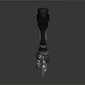 Futuristic Sci-Fi Character With Mechanical Arm Featuring Metal Joints And Colored Lights