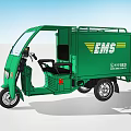 Green Three Wheeled Functional Vehicle With EMS Logo For Delivery Services