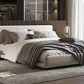 Modern Bedroom Interior Design With Bed Glass Wardrobe Large Window Accent Chair And Area Rug