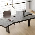Modern Wooden Office Desk With Geometric Design Gray Chair And Decorative Sphere