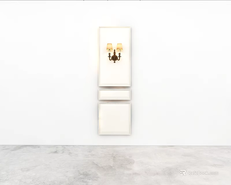 Modern Wall Sconce With Gold Double Lights On Minimalist White Interior Wall 3d model 