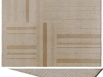 Modern Sofa and Coffee Table Set With Geometric Patterns And Neutral Tones 3d model
