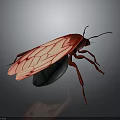 Red Insect With Glowing Wings And Green Striped Body Artistic Model