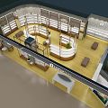 Modern Retail Store Interior Design With Glass Display Shelves And Decorative Plants