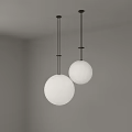 Two White Spherical Modern Minimalist Pendant Lights Hanging On Gray Background 3d model