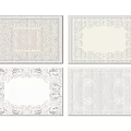 Beautiful Square Rugs with Various Intricate Patterns Classic Borders and Soft Neutral Colors 3d model
