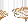 Modern Striped Wave Design Chandeliers With Copper Metallic Curved Structure 3d model