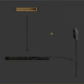 Scene Components With Black Railings Curved Frames Wooden Parts And Gray Panels