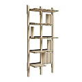 Modern Wooden Shelving Units With Multi Layer Open Storage Racks Design 3d model