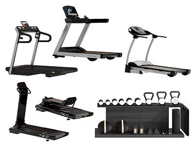 Public Fitness Facilities Equipped With Various Treadmills Dumbbells And Weight Racks 3d model
