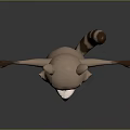3D Raccoon Character Standing With Arms Outstretched Surprised Expression Brown Gray Fur And Striped Tail