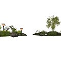 Serene Courtyard Garden with Olive Tree Moon Lush Grass Stones and Lamps