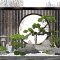 New Chinese style landscape sketch courtyard landscape dry landscape 3d model