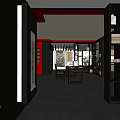Cultural Center Interior Featuring Calligraphy Works Ink Paintings and Chinese Style Display Shelves
