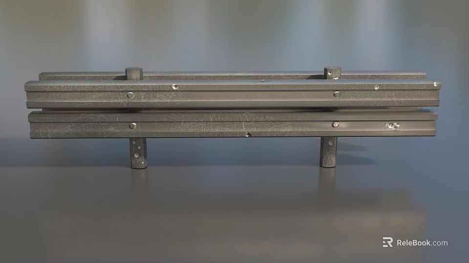 Durable Metal Road Safety Guardrail With Support Posts For Highway Infrastructure 3d model