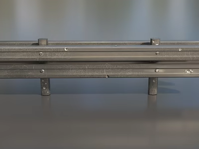 Durable Metal Road Safety Guardrail With Support Posts For Highway Infrastructure 3d model