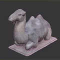 Detailed Recumbent Gray Stone Camel Sculpture on Square Base