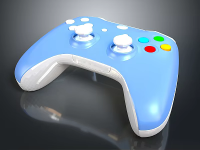 Blue Game Controller With Ergonomic Design White Joysticks And Colorful Buttons 3d model