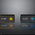 Modern Digital Electronic Clock With Time Date Display And Weather Icons