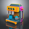 Vibrant Colored Modern Kitchen Coffee Machine With Two Cups And Stylish Design