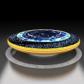 Floating Circular Devices With Blue Accents And Yellow Base Technological Design 3d model