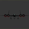 Futuristic Black Military Jet With Twin Engines Red Accents And Sleek Design
