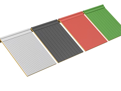 Colored Building Components Various Roofing Panels in White Black Red and Green 3d model
