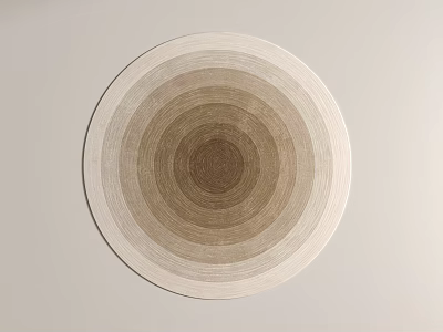 Modern Minimalist Round Carpet with Concentric Circles Design in Beige and Brown Tones 3d model