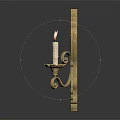 Vintage Style Golden Wall Sconce With Double Candle Holders And Curved Scroll Patterns