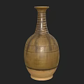 Brownish Yellow Traditional Ceramic Vessel With Dragon Headed Handle Chicken Headed Spout And Carved Patterns