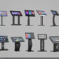 Various Touchscreen Entertainment Appliances With Different Stand Designs And Colorful Displays