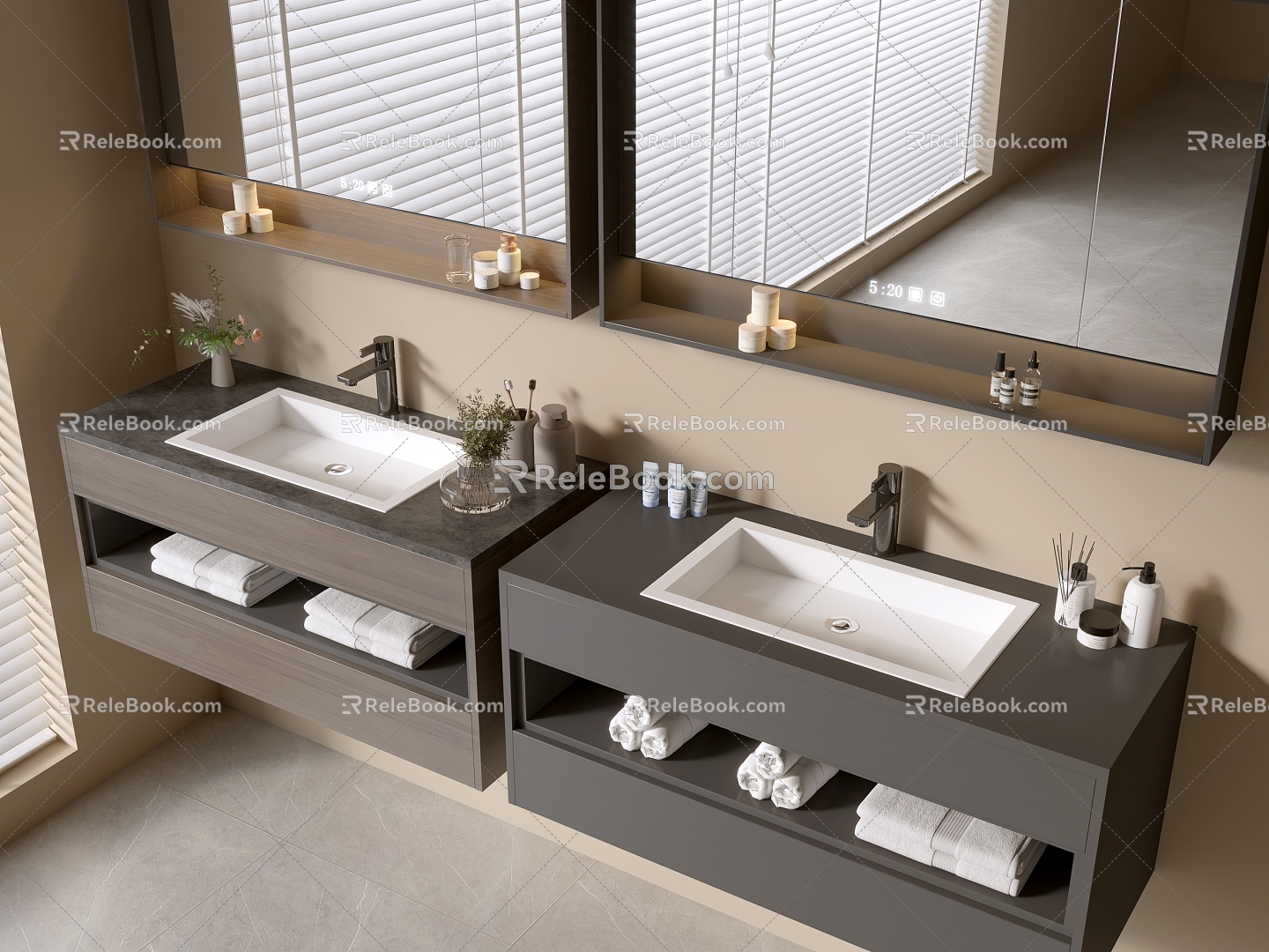 Modern Bathroom Cabinet Bathroom Counter Basin Bathroom Ornaments Mirror Cabinet Sink 3d model