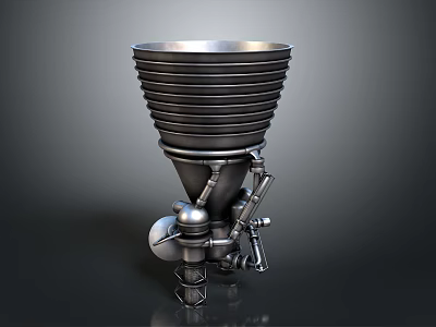 Metallic Weapon Design With Conical Upper Structure Multi-layered Rings And Mechanical Base 3d model