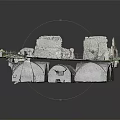 3D Model of Ancient Ruins Featuring Stone Walls Grass and Flagstone Courtyard