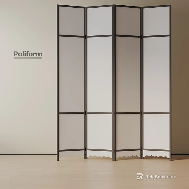 Modern Room Divider With Black Metal Frame And Transparent Glass Panels For Contemporary Interior Spaces 3d model 
