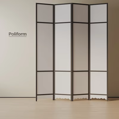 Modern Room Divider With Black Metal Frame And Transparent Glass Panels For Contemporary Interior Spaces 3d model